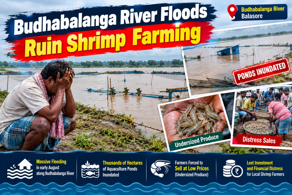 budhabalanga river floods ruin shrimp farming