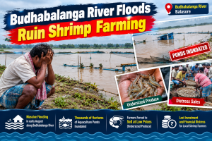 budhabalanga river floods ruin shrimp farming